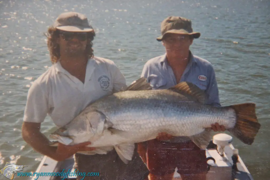 Large metre plus saltwater barramundi caught in Bohle River Townsville in the 1990's.