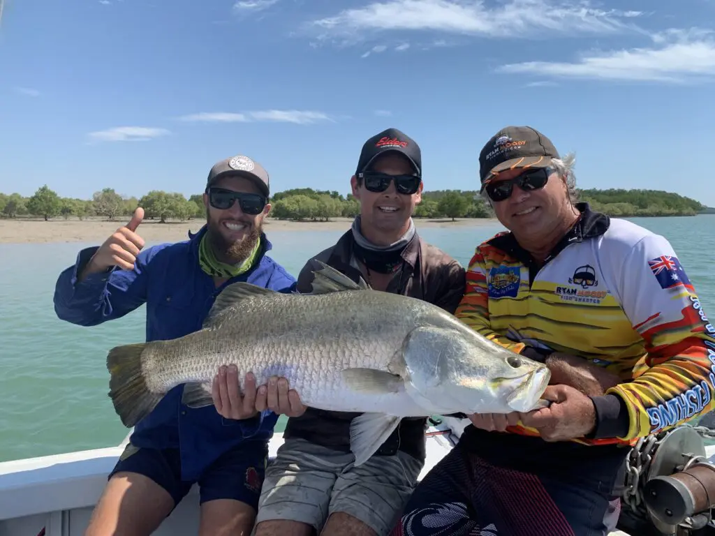 Shoal Bay barra with our Barra Basics students Nathan and Glenn.