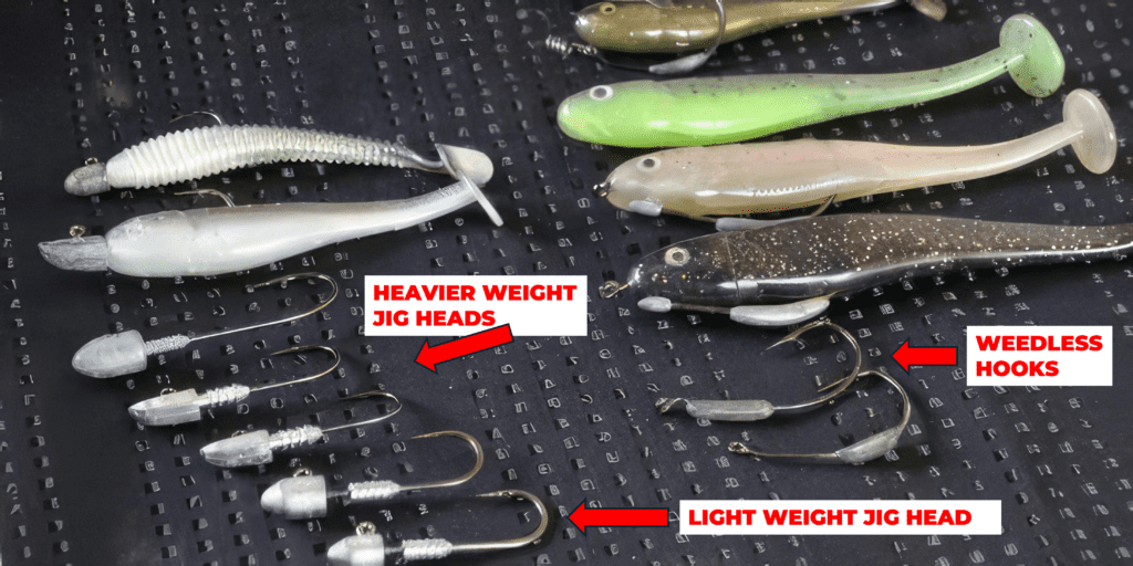 Jig heads and soft plastics for barramundi fishing