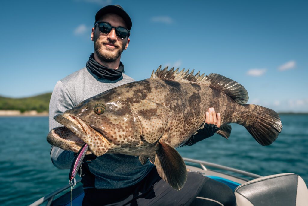 Large Gold-Spot cod caught on Scaleblazer lure.